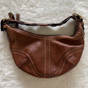 Coach Brown Leather Hobo Shoulder Bag with Braided Strap
